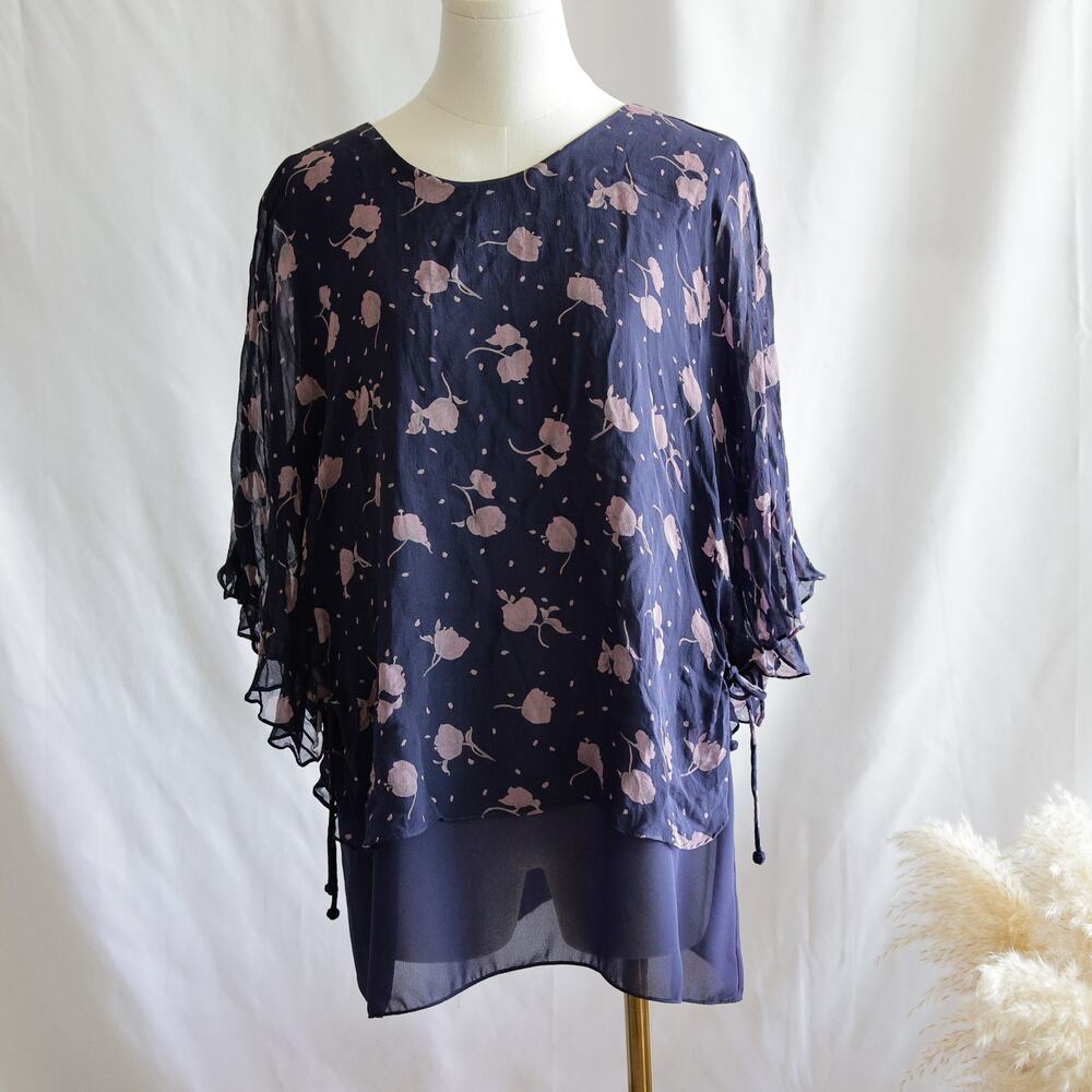 Anina Vintage silk whimsygoth Dark Floral top size L